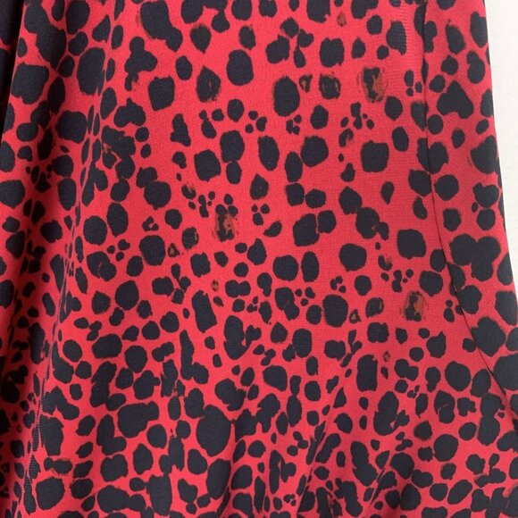 Susan Graver Womens XL Liquid Knit Blouse Animal Print Faux Wrap 3/4 Sleeve Red - Picture 5 of 11